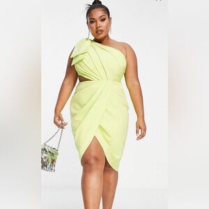 One shoulder, cut out wrap dress